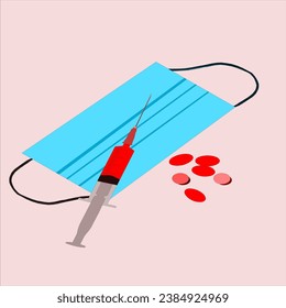 Eps file of mask, syringe, and tablets, mask, tablets, syringe