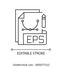 EPS file pixel perfect linear icon. Encapsulated postscript. Document format. Vector-based images. Thin line customizable illustration. Contour symbol. Vector isolated outline drawing. Editable stroke