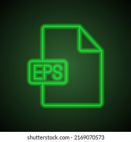 EPS file simple icon vector. Flat design. Green neon on black background with green light.ai