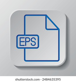 EPS file simple icon vector. Flat design. Paper cut design. Cutted blue symbol with shadow. Gray badge button, gray background.ai