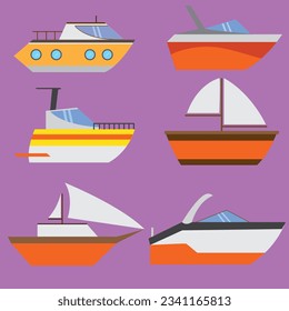 eps format boat set illustration
