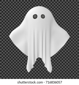 Eps. Ghost Of Halloween Party In White Sheet On Transparent Background. Vector Illustration