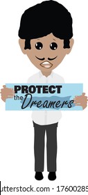 EPS hispanic male protester DACA with Protect the Dreamers sign