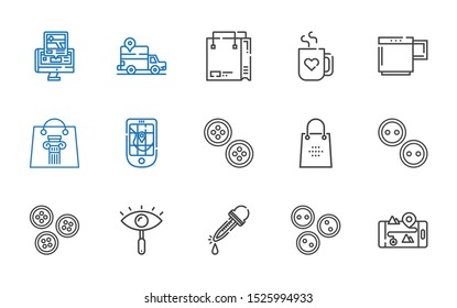 eps icons set. Collection of eps with gps, buttons, eyedropper, eye, shopping bag, mug. Editable and scalable eps icons.