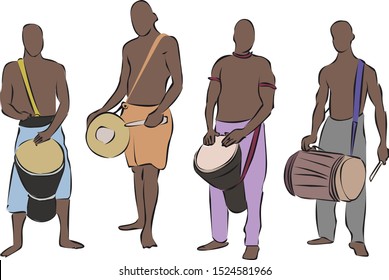 Eps illustration of african drummers, africa.