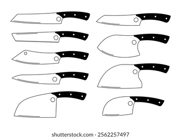 eps knife set outline vector design