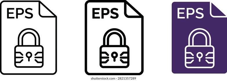 Eps locked secured file icon set with security protection document encryption computer interface software extension minimalist restricted authorized confidential information technology