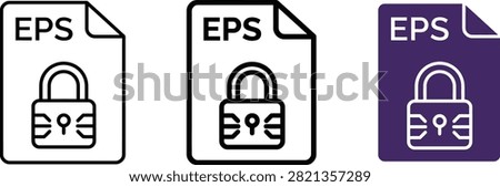 Eps locked secured file icon set with security protection document encryption computer interface software extension minimalist restricted authorized confidential information technology