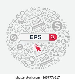 EPS significa (ganancias por acción) Palabra escrita en la barra de búsqueda, ilustración vectorial.