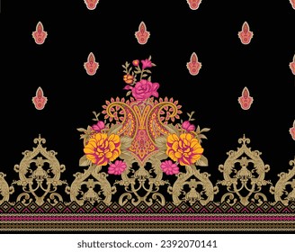 EPS Motif Pattern Design with Border and Background Using Geometric Flower