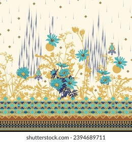 EPS Motif Pattern Design with Border and Background Using Geometric Flower