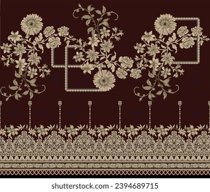 EPS Motif Pattern Design with Border and Background Using Geometric Flower