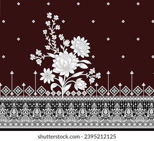 EPS Motif Pattern Design with Border and Background Using Geometric Flower