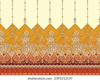 EPS Motif Pattern Design with Border and Background Using Geometric Flower