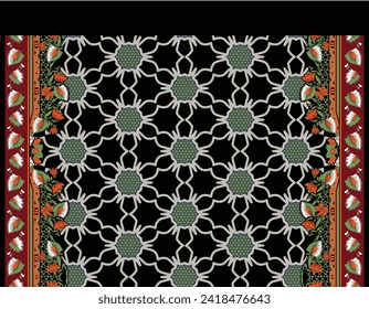 EPS Motif Pattern Design with Border and Background Using Geometric Flower