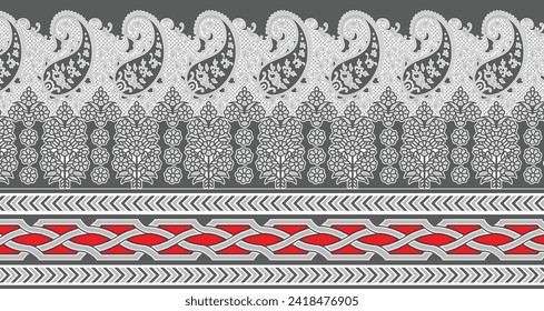 EPS Motif Pattern Design with Border and Background Using Geometric Flower