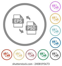 EPS-PSD-Datei-Konvertierung flacher Farbsymbole in runden Linien auf weißem Hintergrund