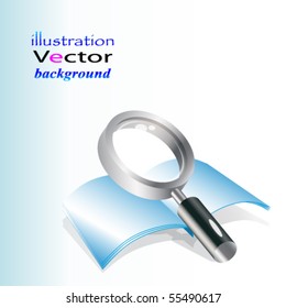 Eps realista vetor lupa vidro e notebook.