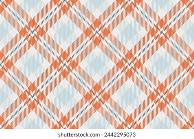 Eps seamless pattern background, celtic check fabric plaid. Ornamental textile tartan texture vector in white and orange color.