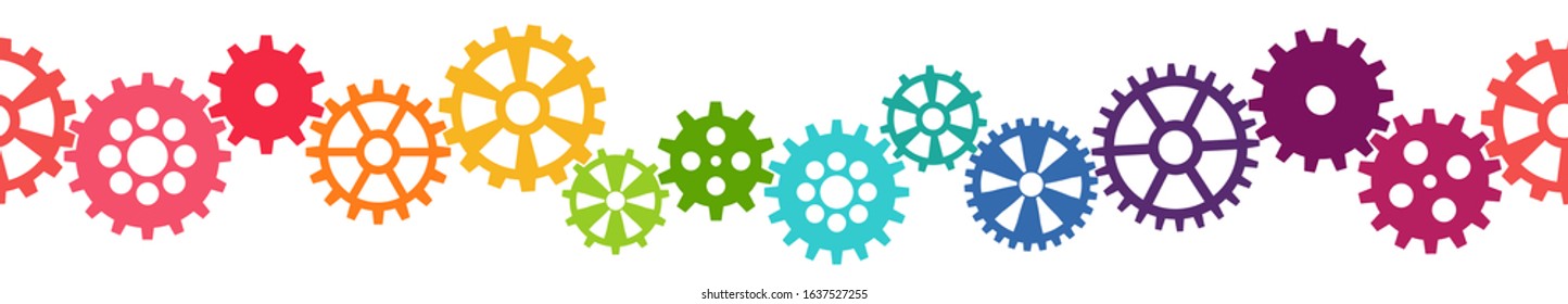 eps seamless vector illustration of colored gears symbolizing cooperation or teamwork process