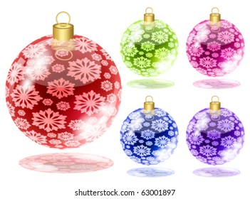 EPs conjunto de bolas de navidad con nieve aislada en blanco