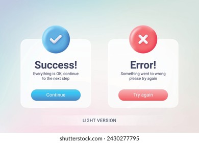 EPS Success and Error Pop-up Message Full Editable and Vector LIGHT VERSION