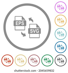 EPS SVG file compression flat color icons in round outlines on white background