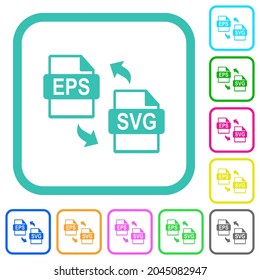 EPS SVG File Compression Vivid Colored Flat Icons In Curved Borders On White Background