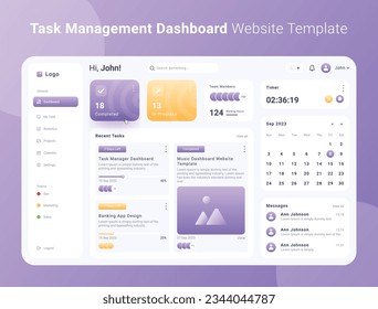 EPS Task Management Dashboard Website Templtae Full Editable and vector (Light Mode)