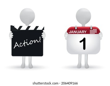 EPS Vector 10 - 3d man  holding message board