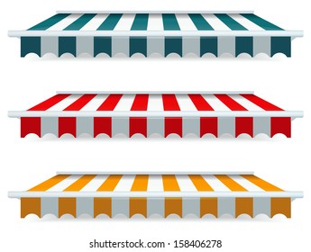 EPS Vector 10 - Colorful set of striped awnings