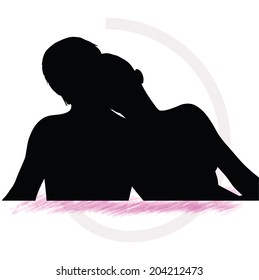 EPS Vector 10 - couple silhouette on sofa