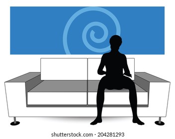 EPS Vector 10 - man silhouette on sofa
