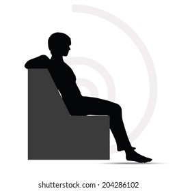 EPS Vector 10 - man silhouette on sofa