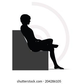 EPS Vector 10 - man silhouette on sofa