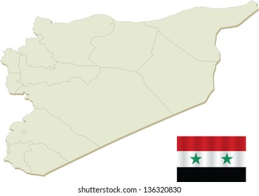 EPS Vector 10 - Map of Syria with Flag