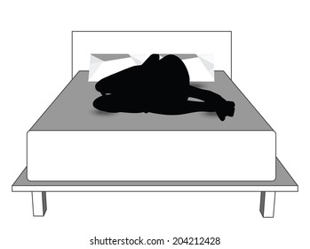 EPS Vector 10 - silhouette of a couple woman man in bed