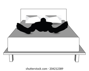 EPS Vector 10 - silhouette of a man in bed