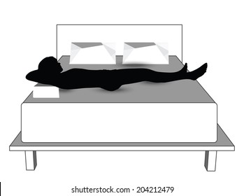 EPS Vector 10 - silhouette of a man in bed