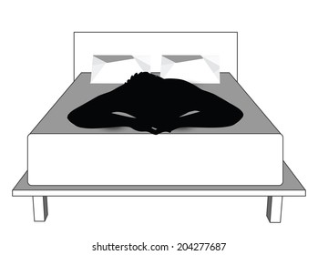 EPS Vector 10 - silhouette of a man in bed