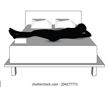 EPS Vector 10 - silhouette of a man in bed