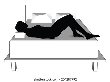 EPS Vector 10 - silhouette of woman in bed