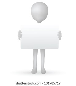 EPS Vector 10 - small 3d man hands holding a board