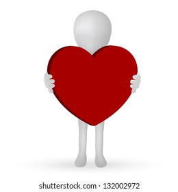 EPS Vector 10 - small 3d man hands holding a heart