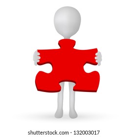 EPS Vector 10 - small 3d man hands holding a puzzle