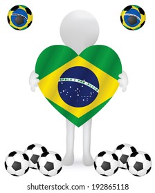 EPS Vector 10 - small 3d man hands holding a Brazil Flag