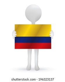 EPS Vector 10 - small 3d man holding a Colombia flag