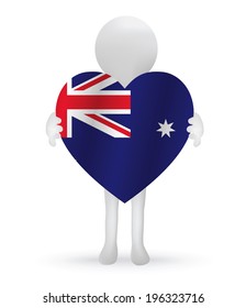 EPS Vector 10 - small 3d man holding an Australia flag