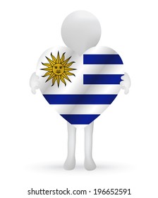 EPS Vector 10 - small 3d man holding a Uruguay flag