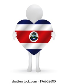 EPS Vector 10 - small 3d man holding a Costa Rica flag